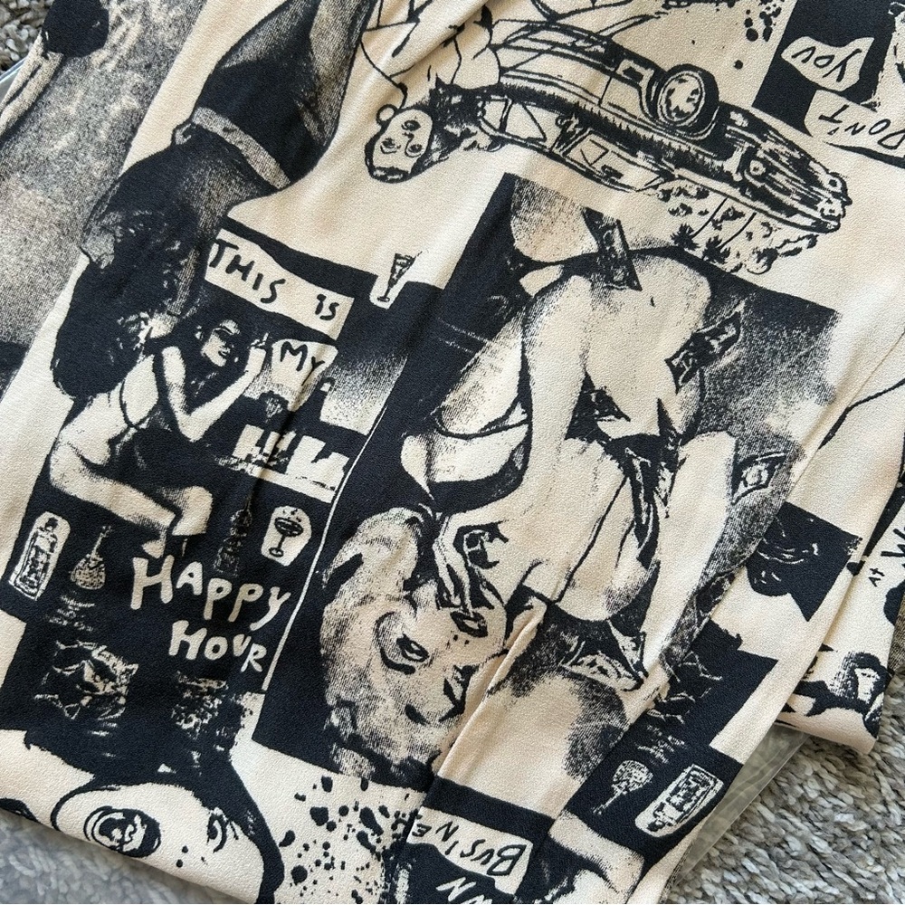NWOT Reformation Black and White Graphic Midi Dress - Picture 7 of 9
